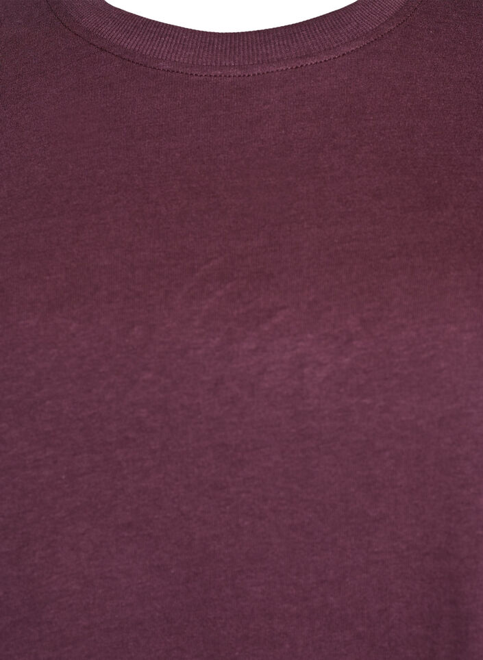 Puuvillainen perus-T-paita, jossa on py&ouml;re&auml; kaula-aukko, Tumma Bordeaux, Packshot image number 2