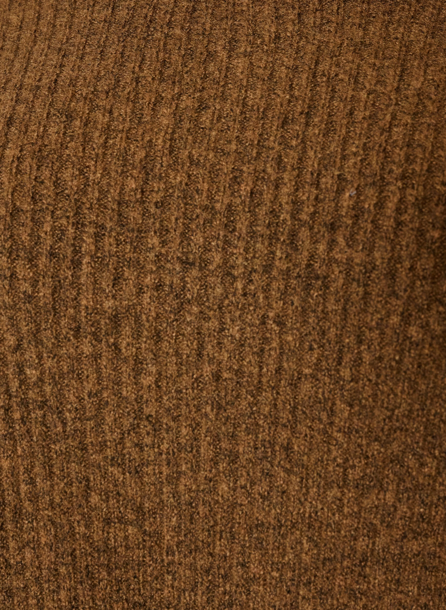ZizziRibattu neulepaita pallohihoilla, Ruskea, Packshot image number 2
