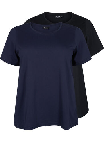 FLASH - 2 kpl t-paitoja pyöreällä pääntiellä , Navy Blazer/Black, Packshot image number 0