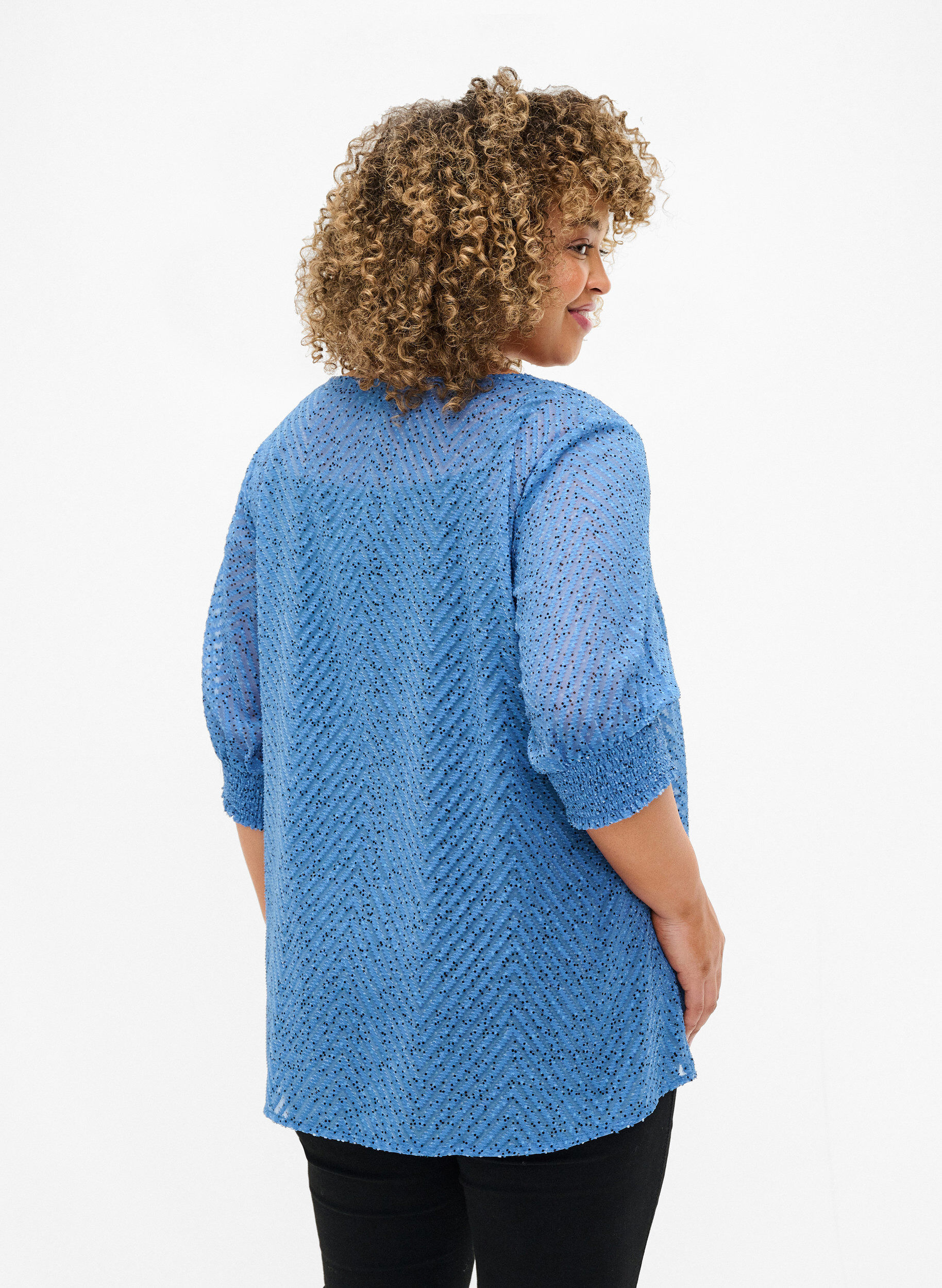 Zizzi Pilkullinen pusero 1/2-hihoilla, Riverside Dot, Model image number 1