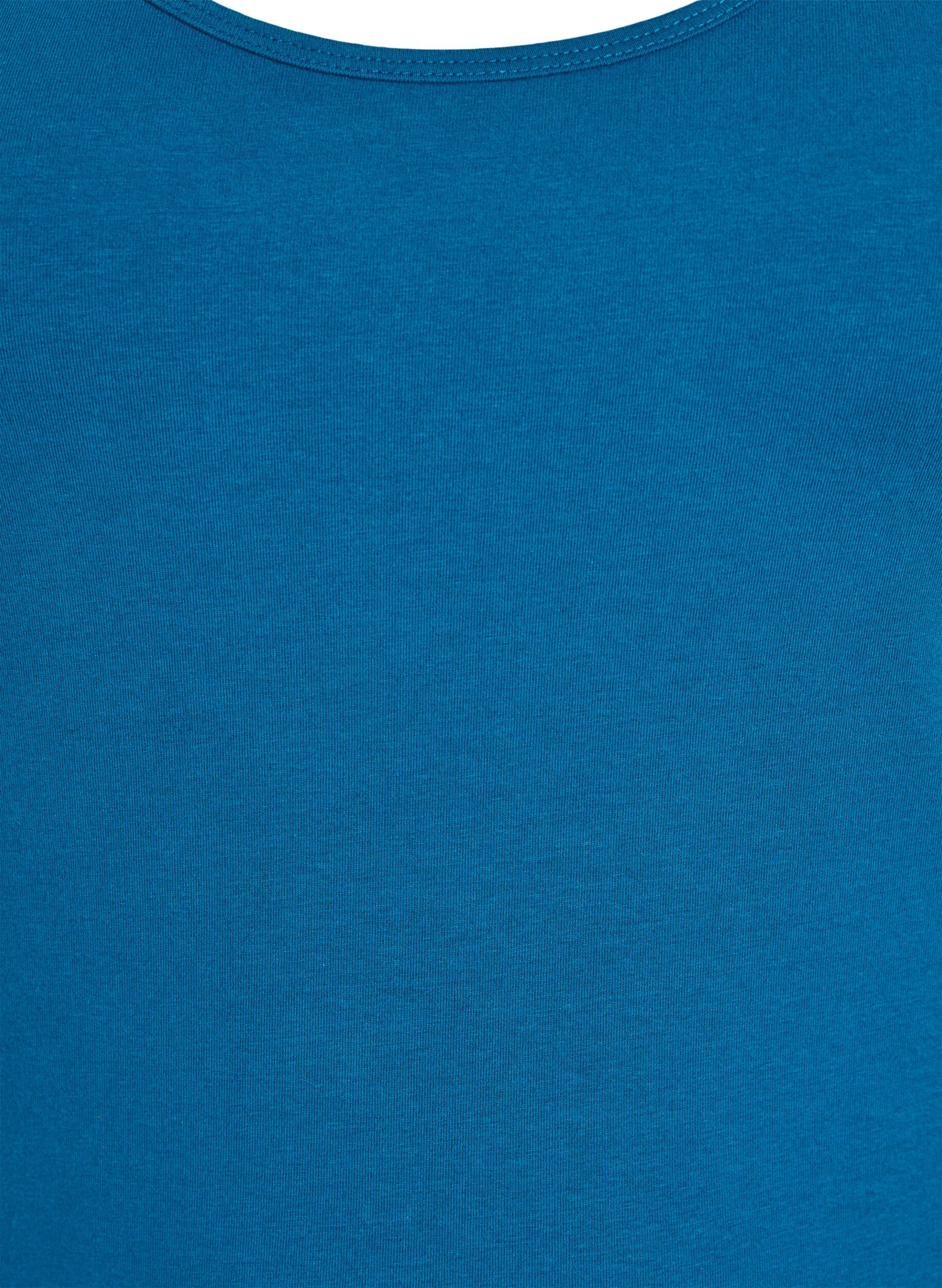 Zizzi Yksiv&auml;rinen perustoppi puuvillasta, Sininen, Packshot image number 2