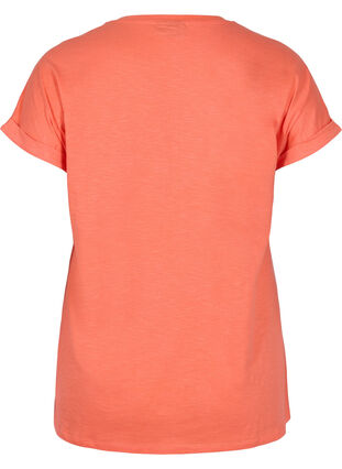 Ekologisesta puuvillasta valmistettu t-paita painatuksella, Living Coral Text, Packshot image number 1