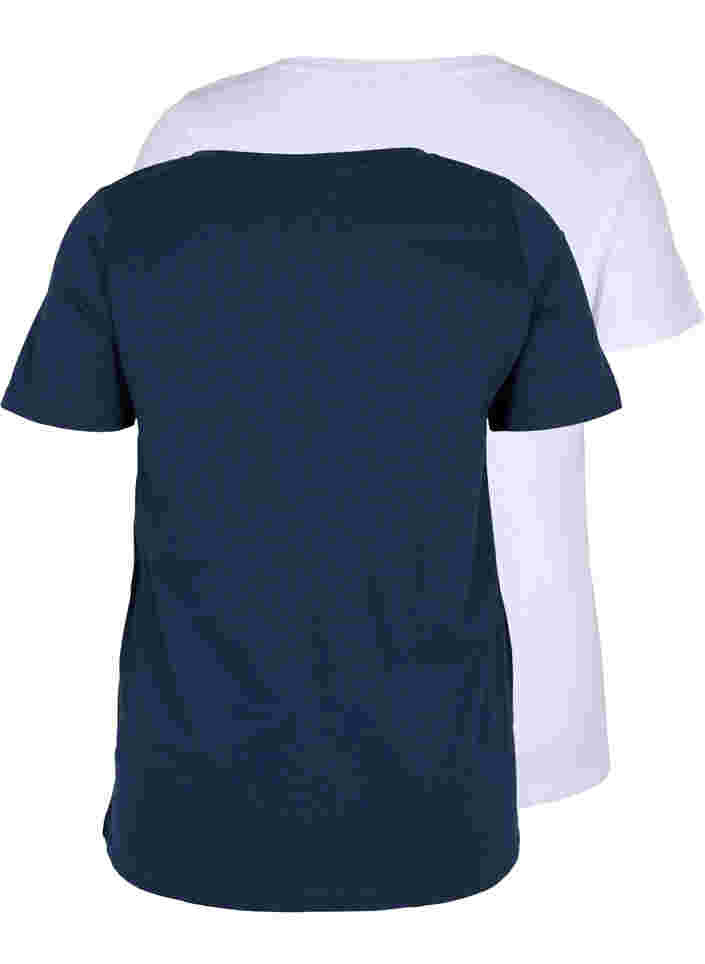 2 perus t-paitaa puuvillasta, Navy B/B White, Packshot image number 1