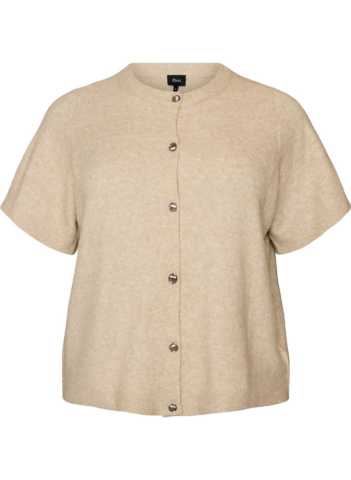 Lyhythihainen neuletakki, Beige, Packshot image number 0