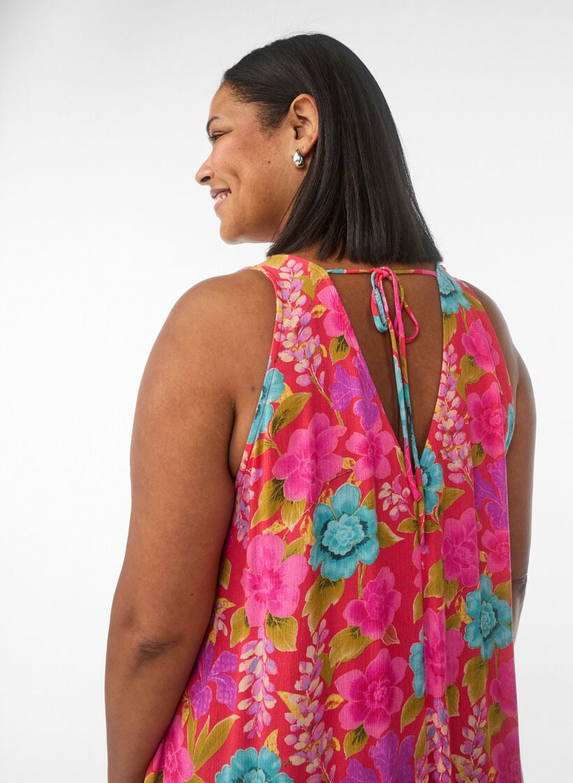 Hihaton A-linjainen maksimekko V-p&auml;&auml;ntiell&auml;, Punainen, Model image number 2