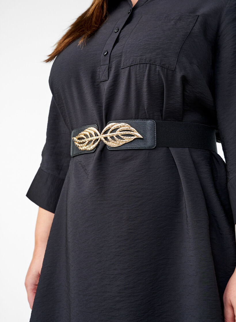 Joustava vyötärövyö kultaisella lehtisoljella, Black, Image image number 0