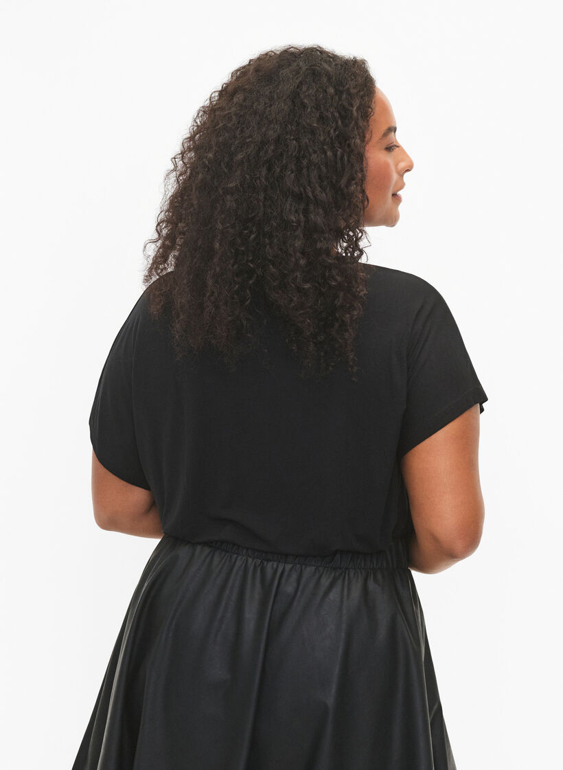 Lyhythihainen t-paita viskoosista kultapainatuksella, Black W. Lips, Model image number 1