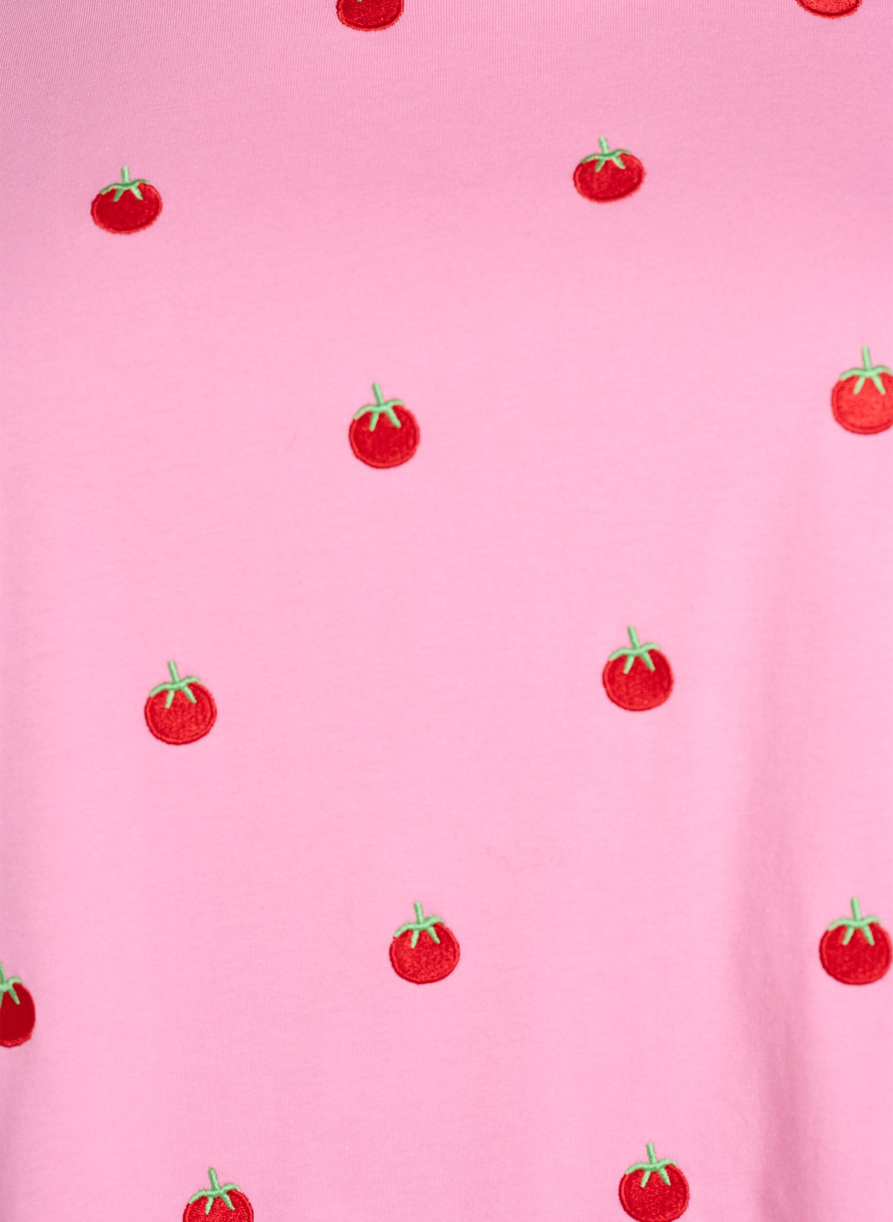 ZizziLuomupuuvillainen T-paita kirjailuilla kuvioilla, Vaaleanpunainen, Packshot image number 2