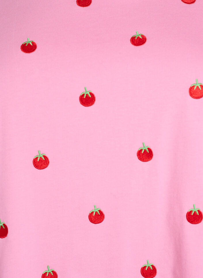 Luomupuuvillainen T-paita kirjailuilla kuvioilla, Vaaleanpunainen, Packshot image number 2