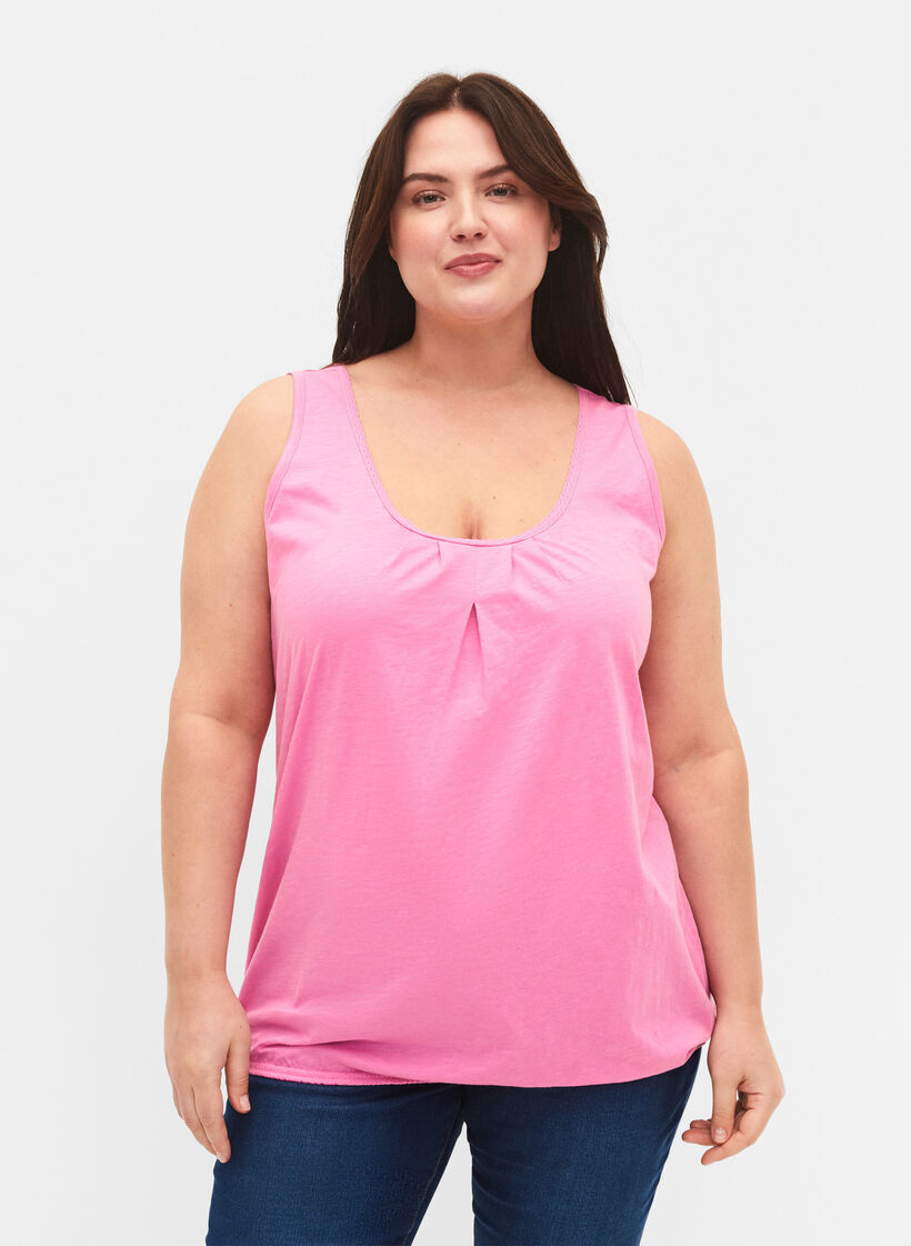 2kpl puuvillatoppeja pitsikantilla, Rosebloom / Black, Model image number 0