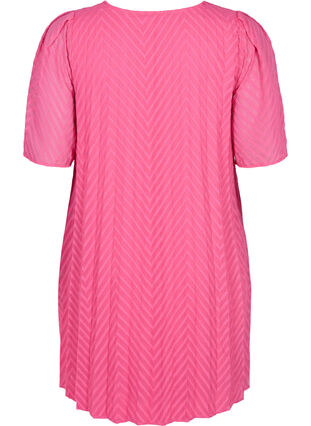 Lyhythihainen mekko tekstuurilla, Shocking Pink, Packshot image number 1