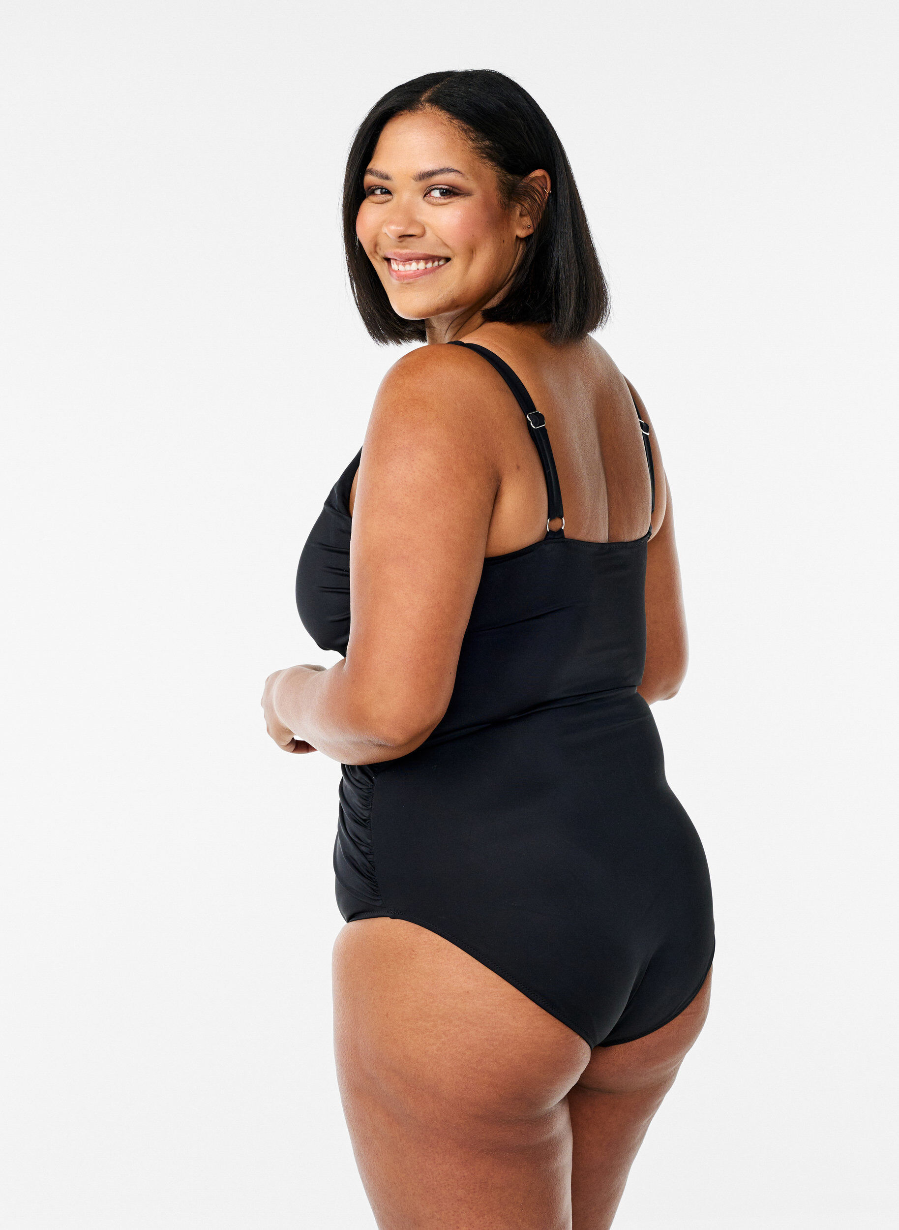 Zizzi Uima-asu drapeeratulla ristiyksityiskohdalla, Musta, Model image number 1