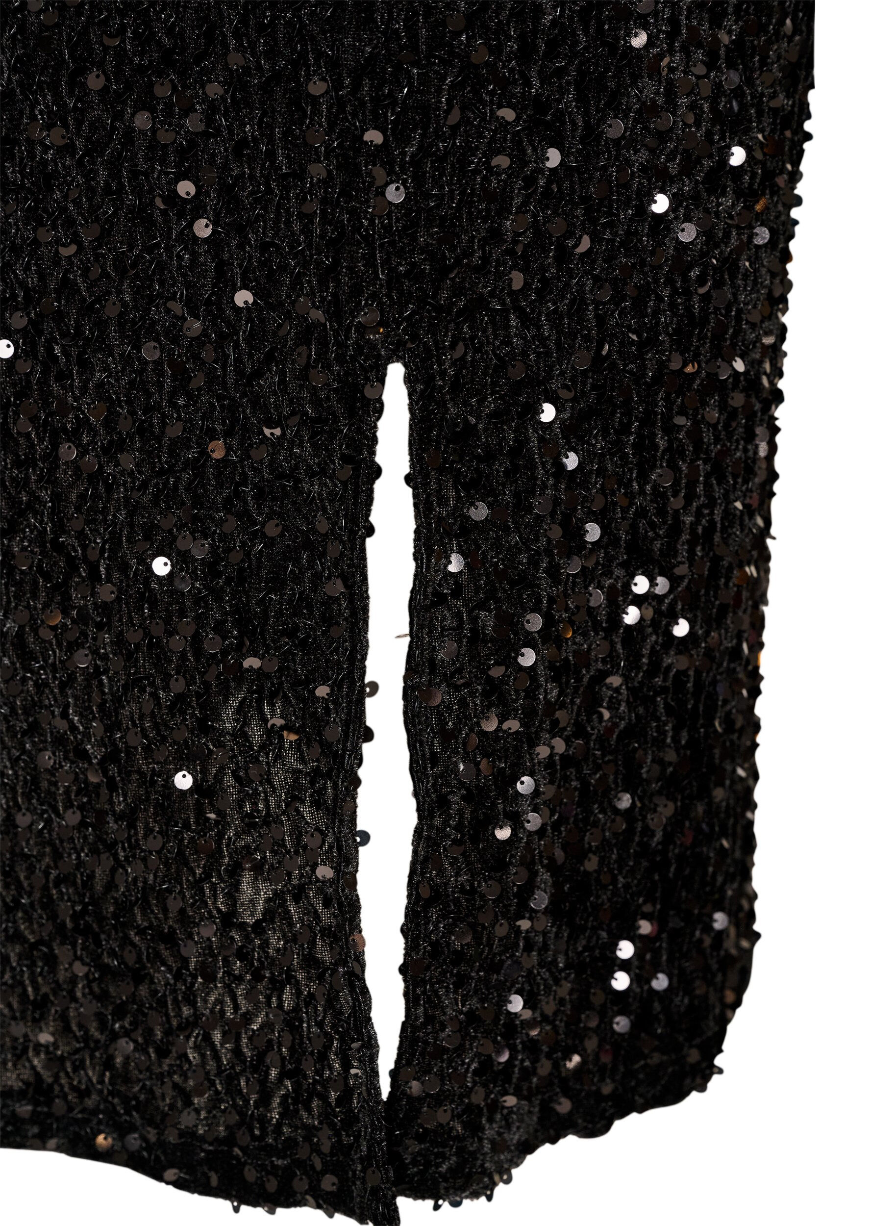 ZizziPaljettimidi&shy;hame halkioilla, Musta, Packshot image number 3