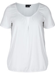 Lyhythihainen t-paita pyöreällä pääntiellä ja pitsireunuksella , Bright White