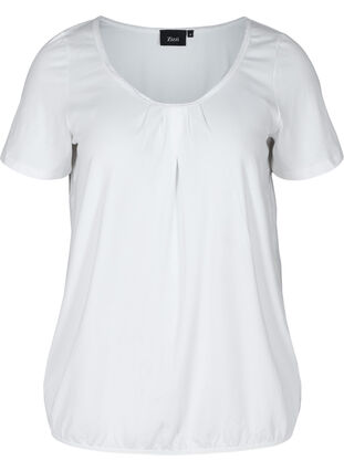 Lyhythihainen t-paita pyöreällä pääntiellä ja pitsireunuksella , Bright White, Packshot image number 0