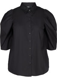 Puuvillainen paita 3/4-pituisilla puhvihihoilla , Black