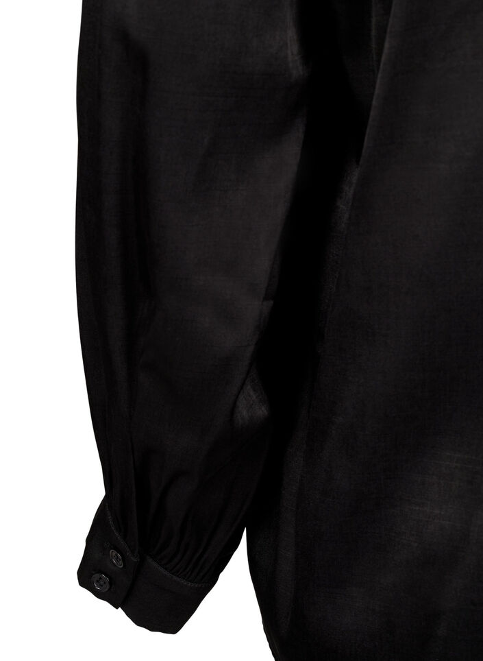 Pitk&auml;hihainen pusero, jossa r&ouml;yhel&ouml;it&auml; ja v-p&auml;&auml;ntie, Black, Packshot image number 3