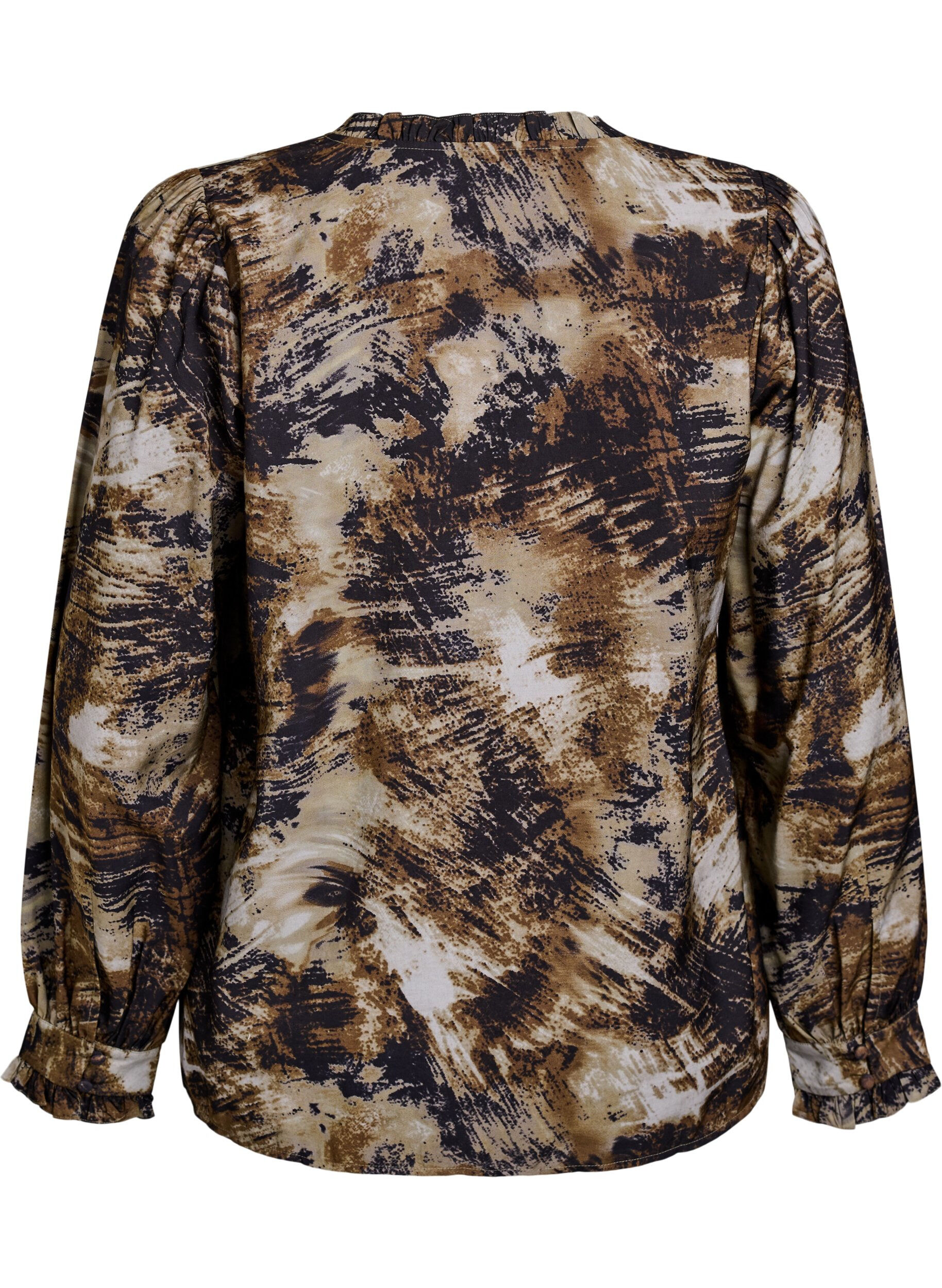 Zizzi Painokuvioitu pusero napeilla, Vihre&auml;, Packshot image number 1