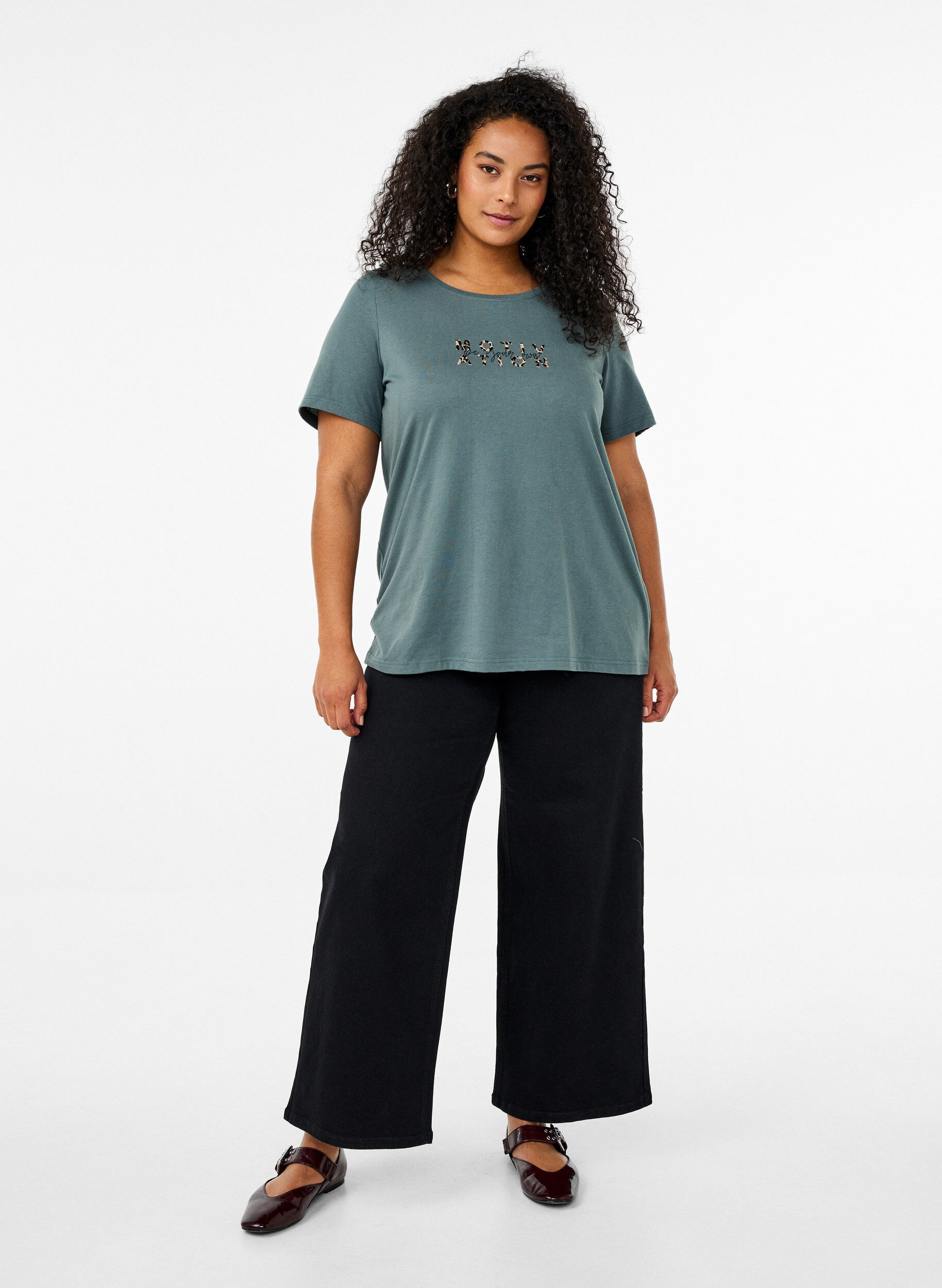 Zizzi FLASH - T-paita printill&auml;, Vihre&auml;, Model image number 1