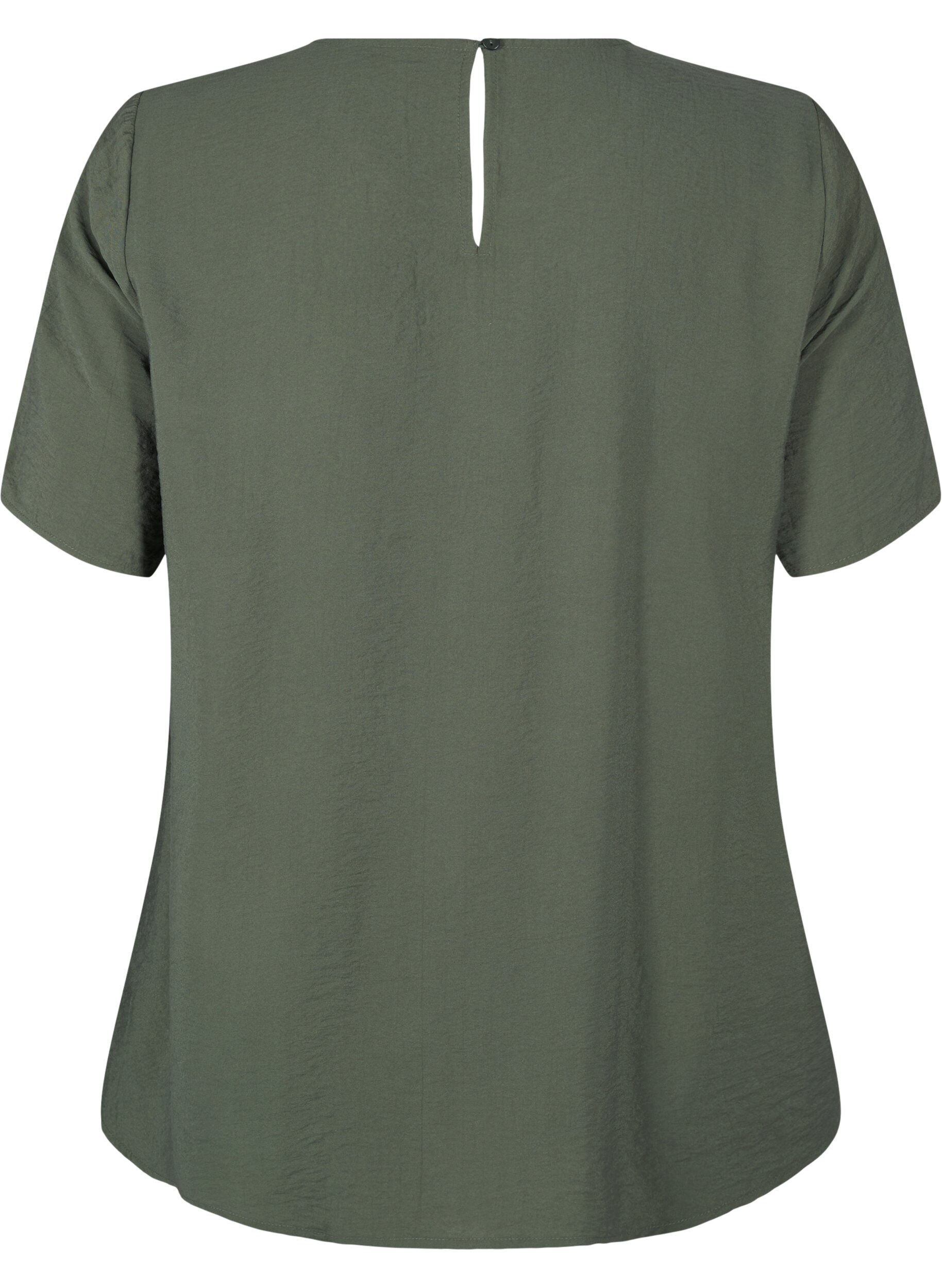 Zizzi Lyhythihainen viskoosipusero pitsisomisteella, Thyme, Packshot image number 1