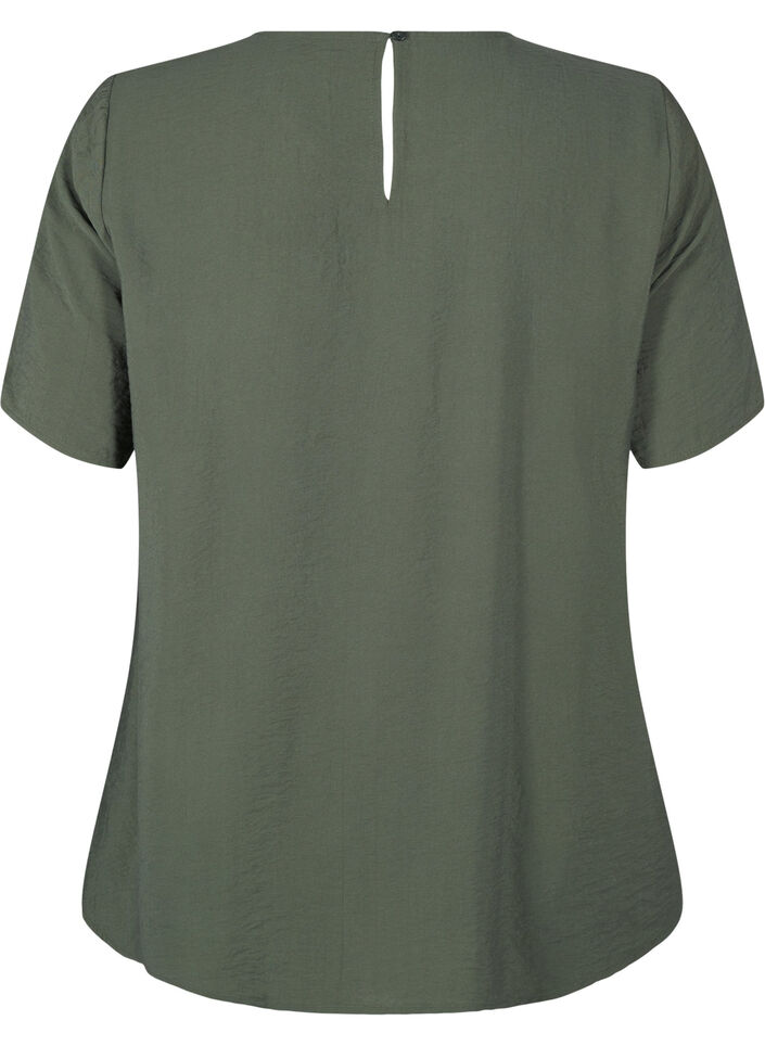 Lyhythihainen viskoosipusero pitsisomisteella, Thyme, Packshot image number 1