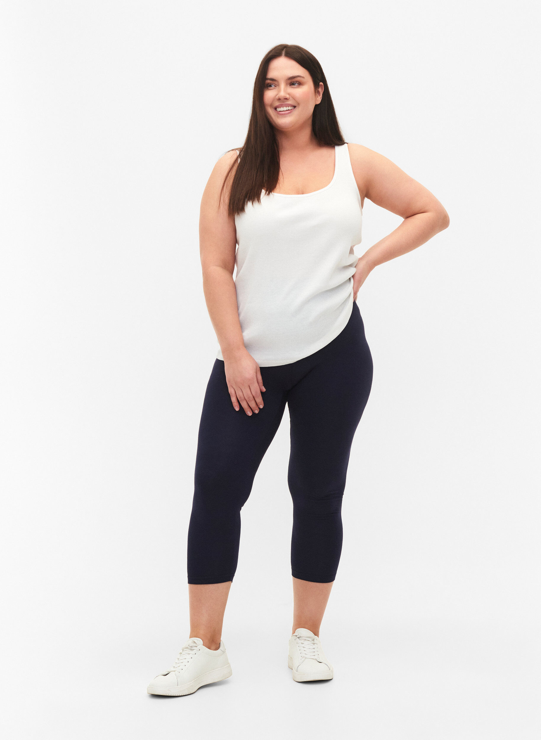 Zizzi3/4-pituiset viskoosileggingsit, Sininen, Model image number 1