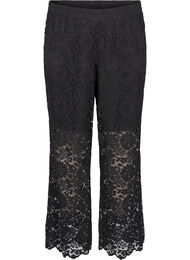 Korkeavyötäröiset taskulliset pitsihousut, Musta