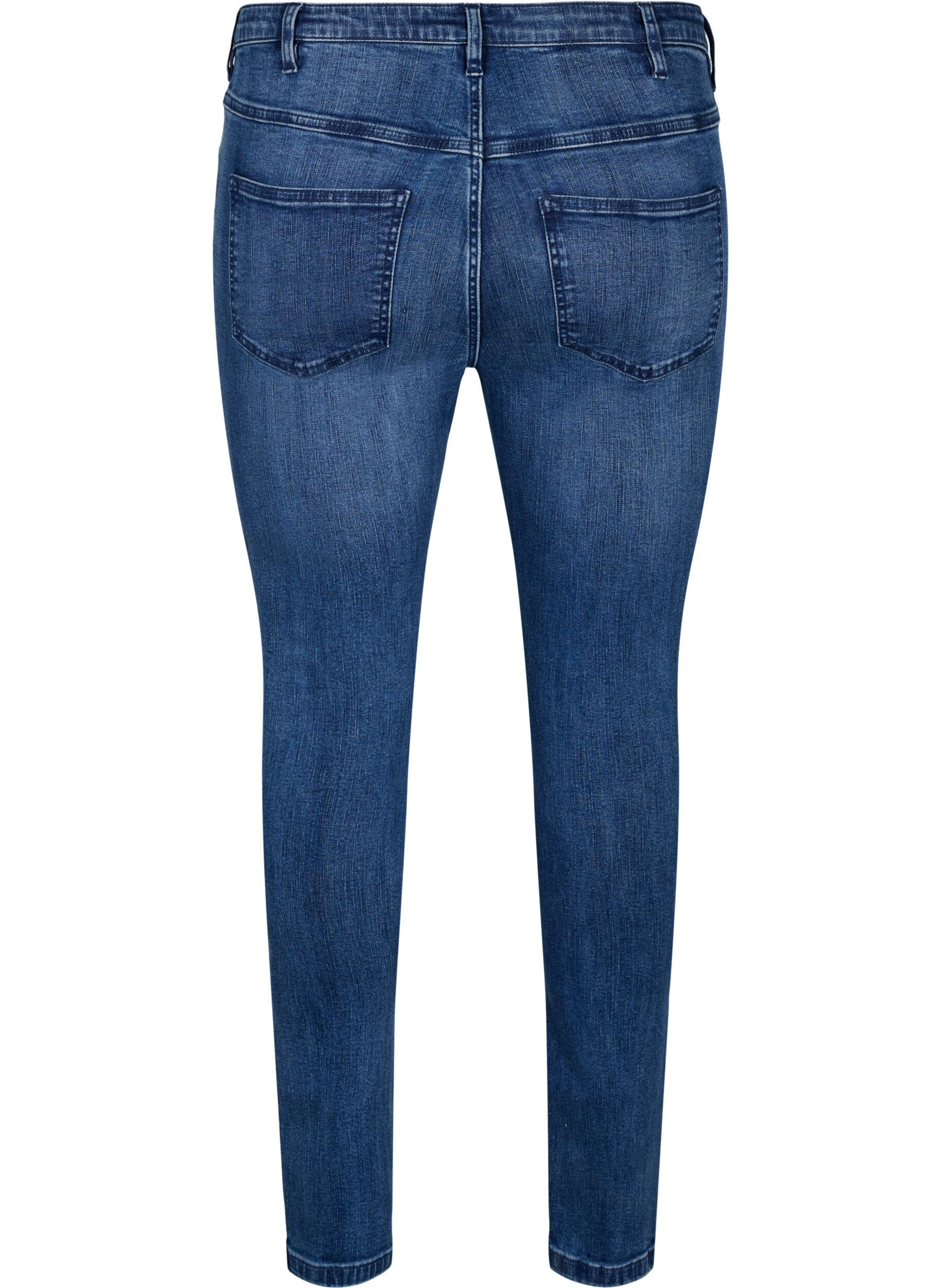 Zizzi Eritt&auml;in kapeat kulutusk&auml;sitellyt Amy-farkut, Blue Denim, Packshot image number 1