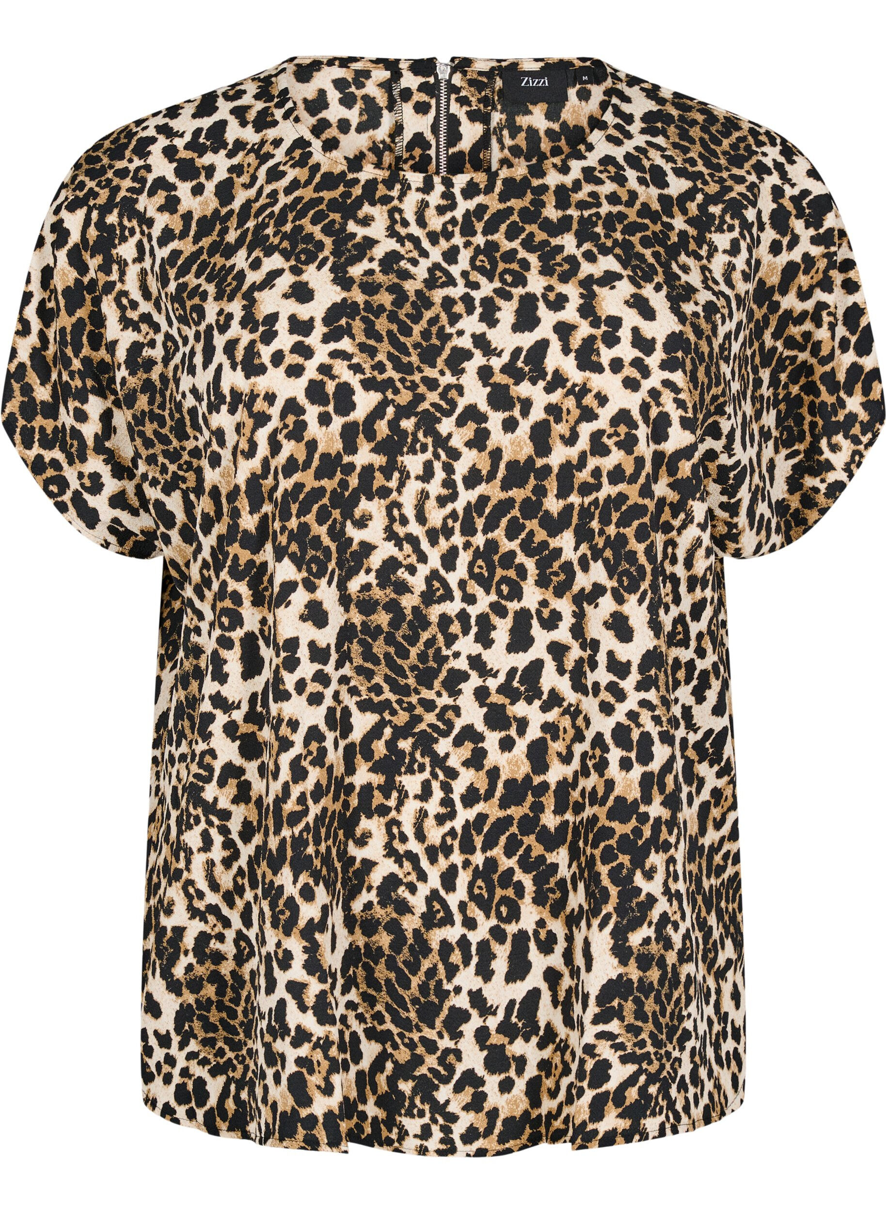 Zizzi Lyhythihainen pusero leopardikuosilla, Leopard AOP, Packshot image number 0