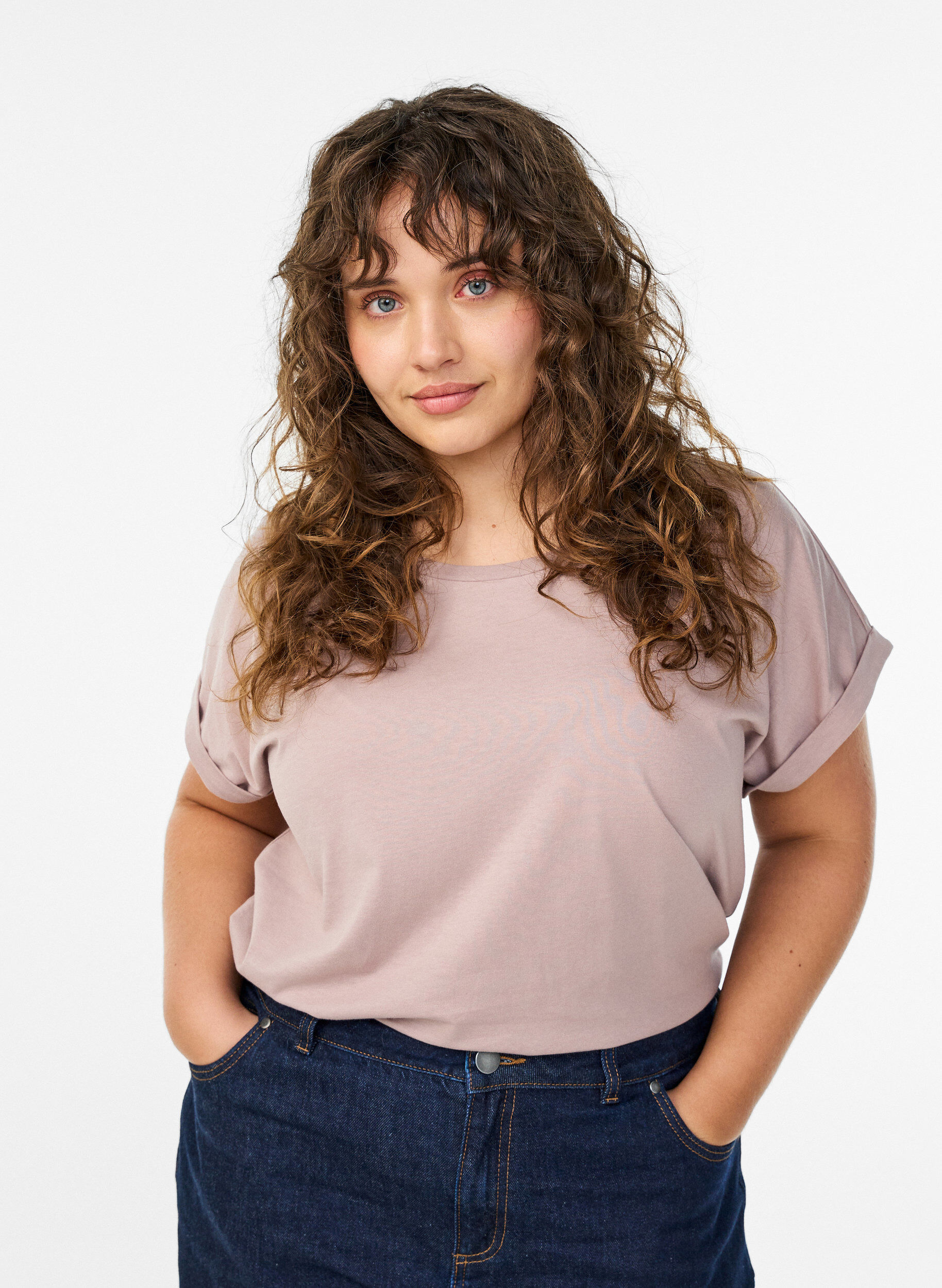 Zizzi Lyhythihainen puuvillasekoitteinen T-paita, Punainen, Model image number 0