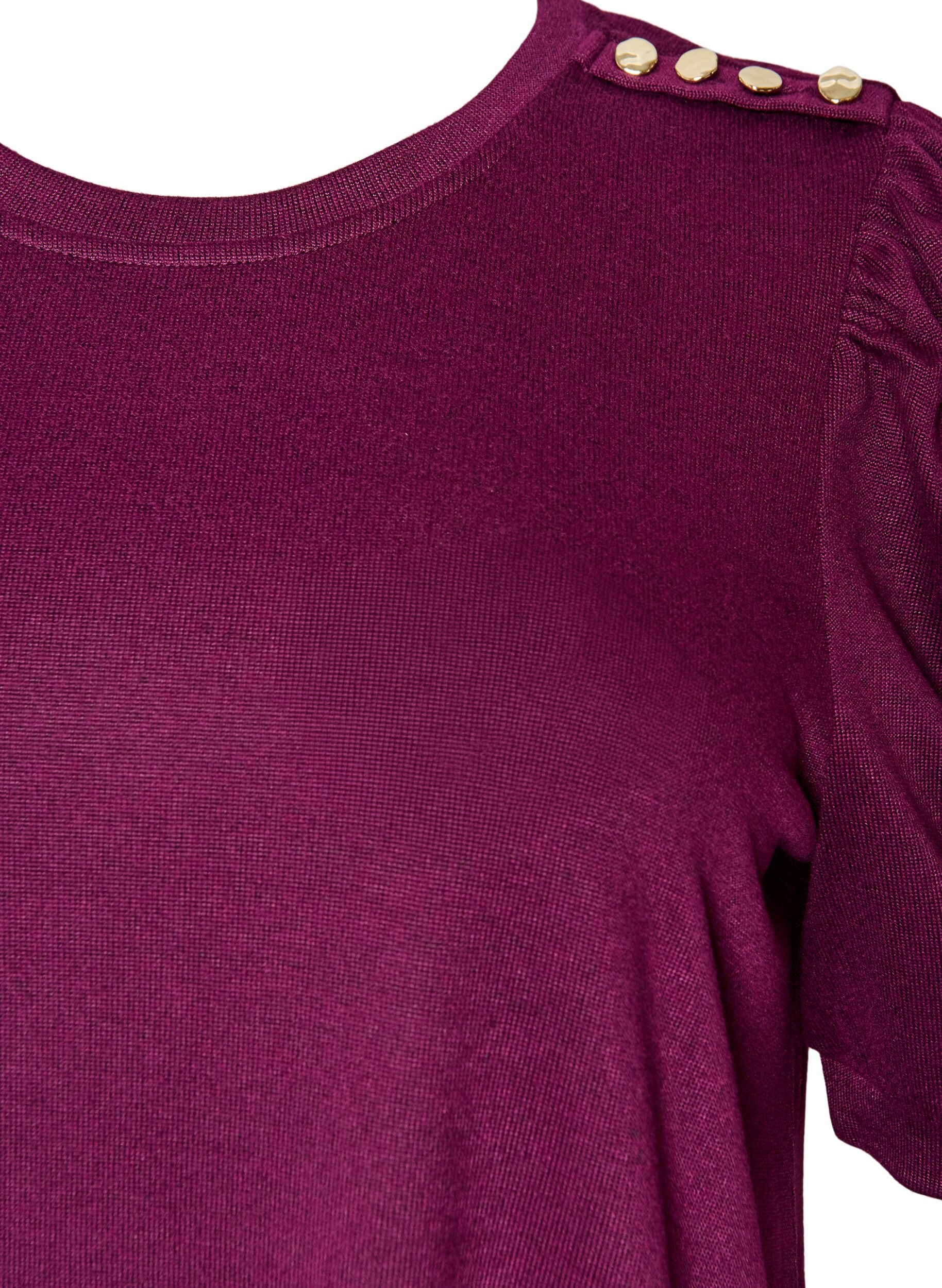 ZizziPusero nappidetaljilla ja lyhyill&auml; puhvihihoilla, Tumma Bordeaux, Packshot image number 2
