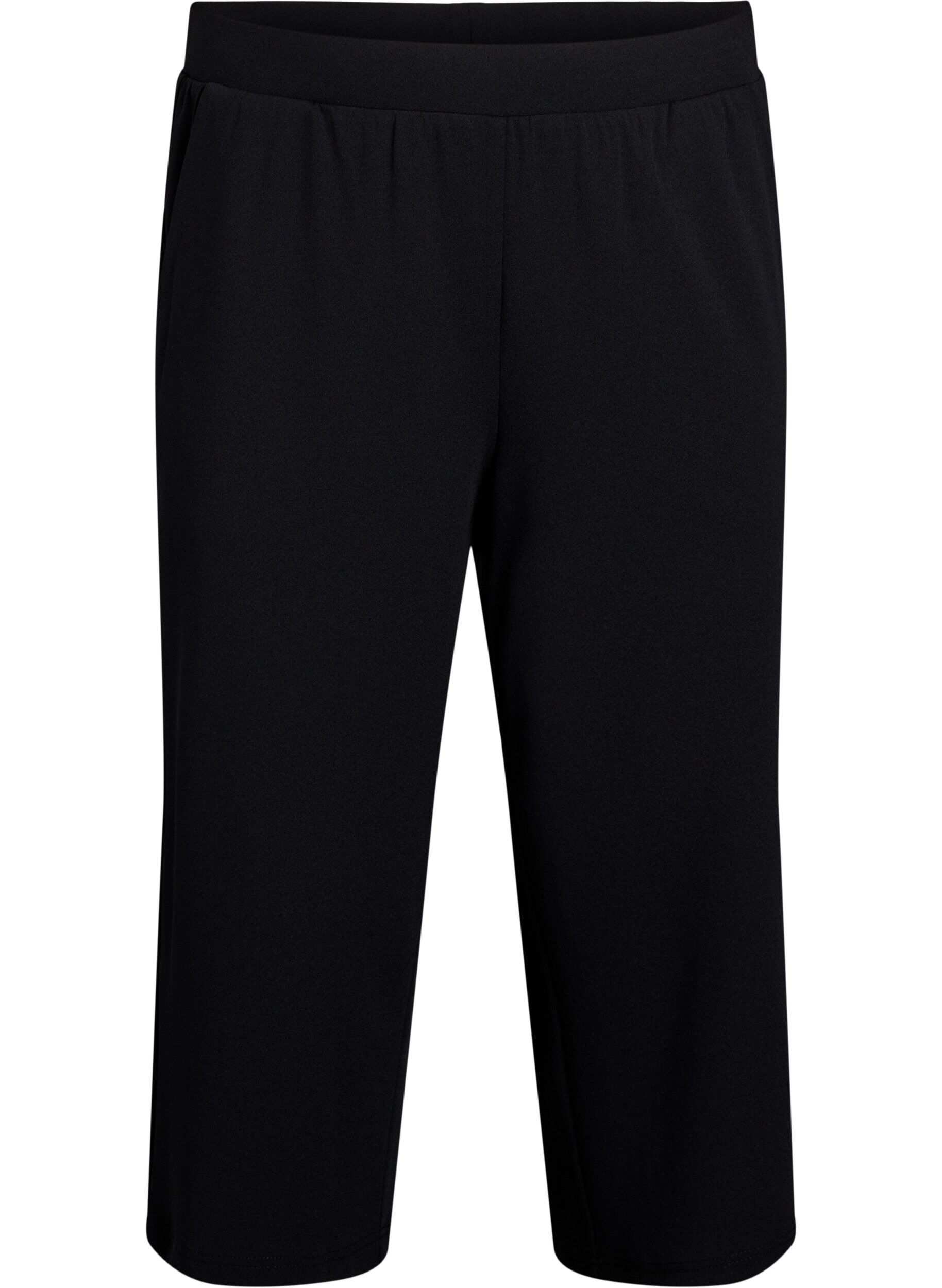 Zizzi Korkeavy&ouml;t&auml;r&ouml;iset polvihousut rennolla istuvuudella, Musta, Packshot image number 0