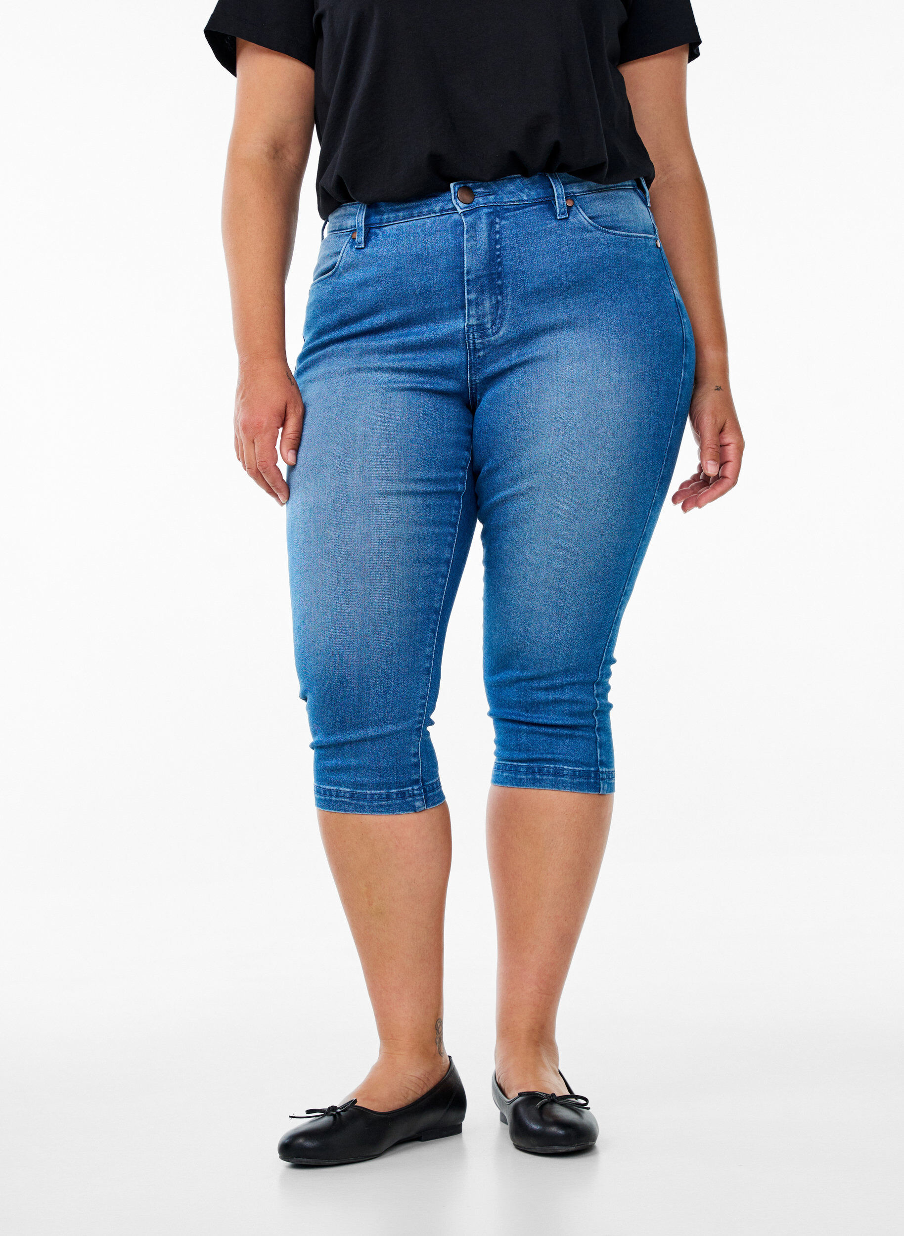 ZizziKorkeavy&ouml;t&auml;r&ouml;iset Amy-farkkucaprit super slim fit, Sininen, Model image number 2