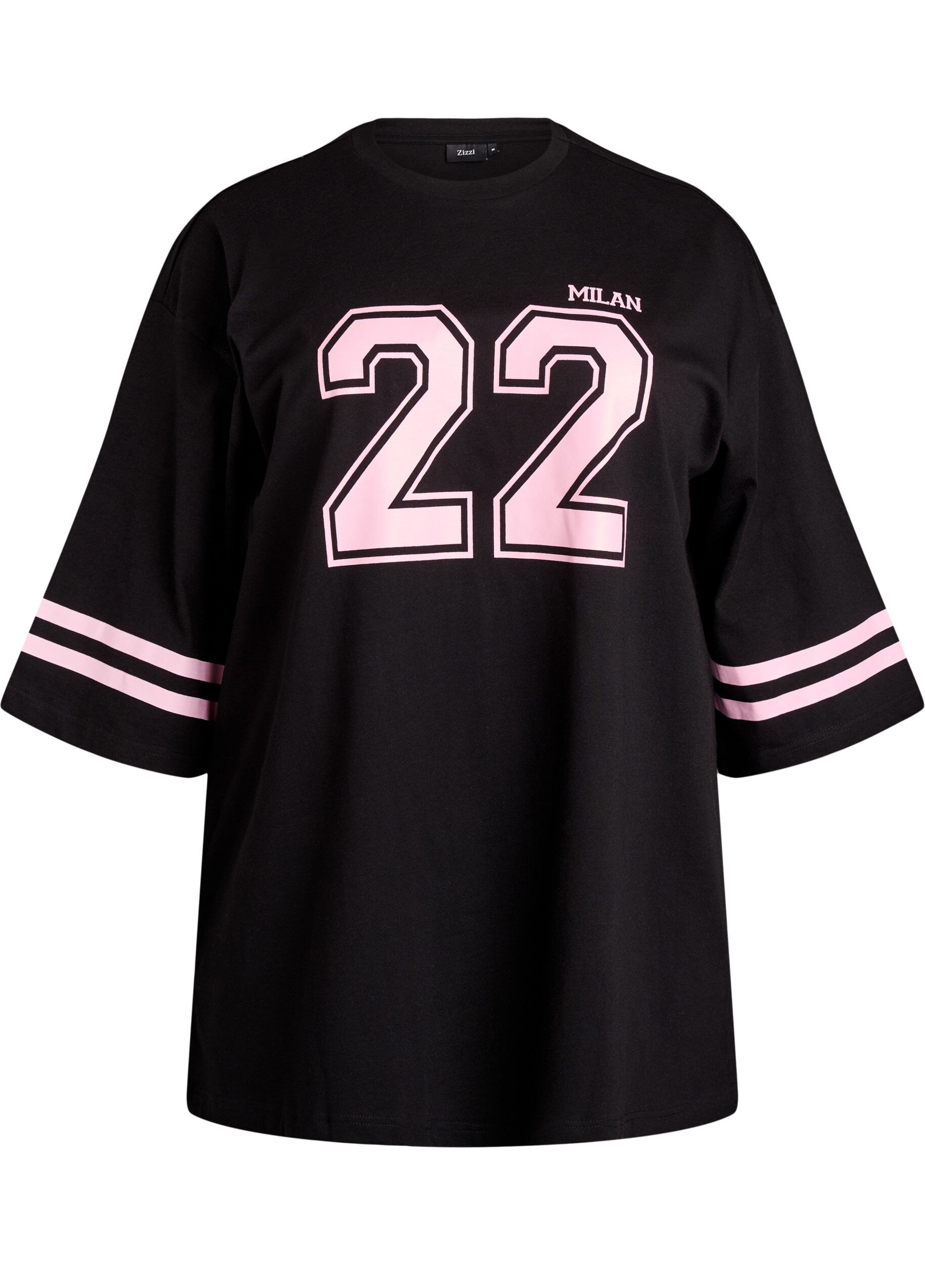 Ylisuuri college-T-paita 3/4-hihoilla