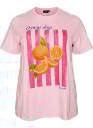 Luomupuuvillainen T-paita etumaisella printill&auml;, Vaaleanpunainen