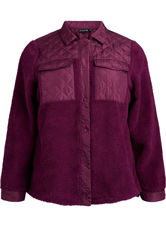 Fleece-takki tikatuilla yksityiskohdilla, Punainen, Packshot image number 0