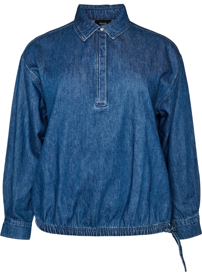 Denimpaita pallomaisella istuvuudella, Sininen, Packshot
