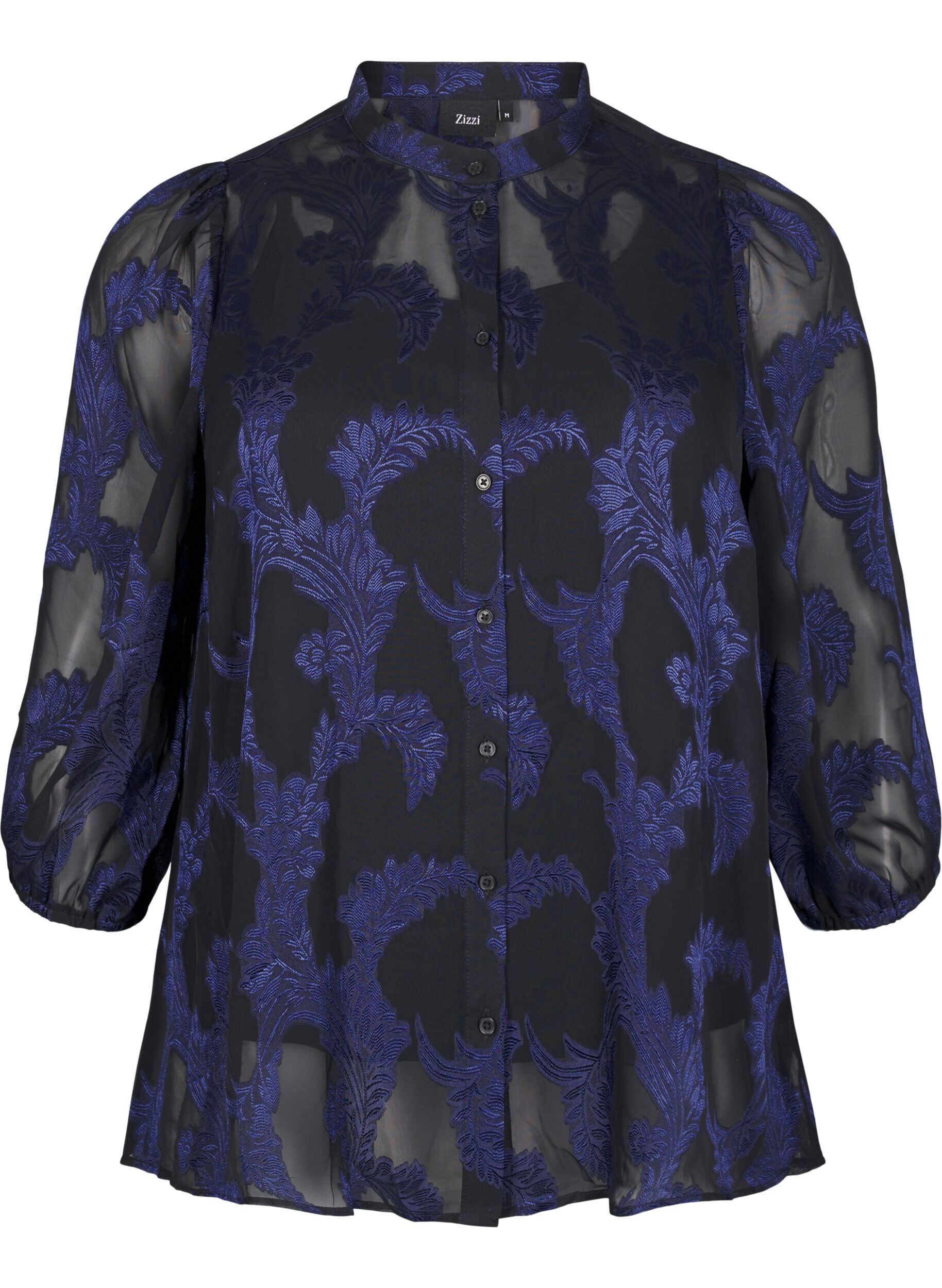 Zizzi Sifonkipusero jacquard-kuviolla, Evening Blue, Packshot image number 0