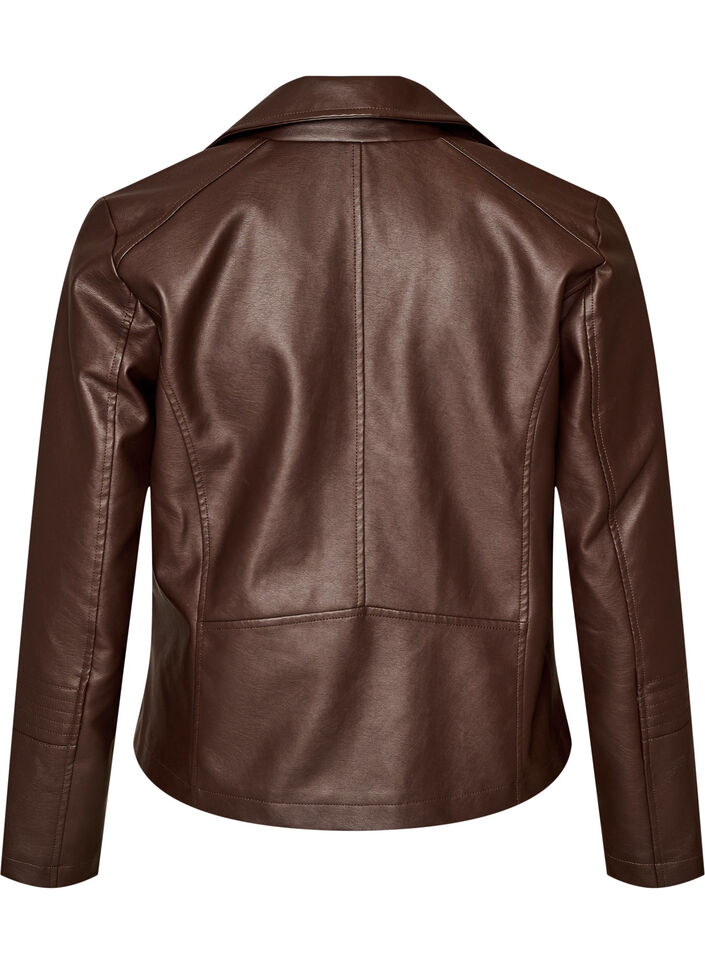 Biker-takki keinonahasta, Ruskea, Packshot image number 1