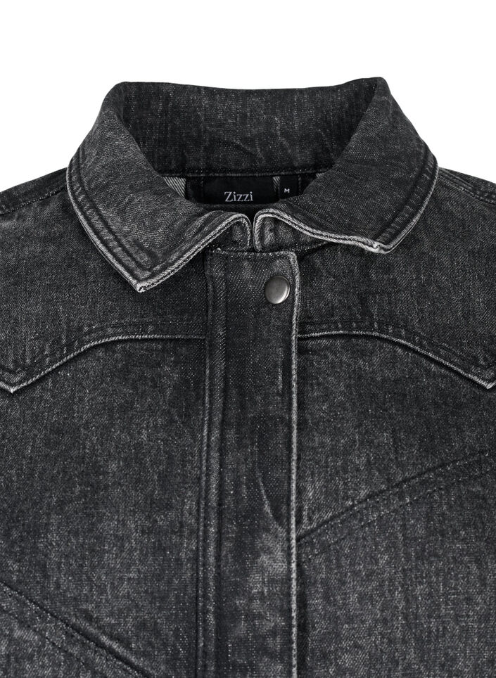 Farkkutakki, jossa on piilotettu vetoketju, Dark Grey Denim, Packshot image number 3