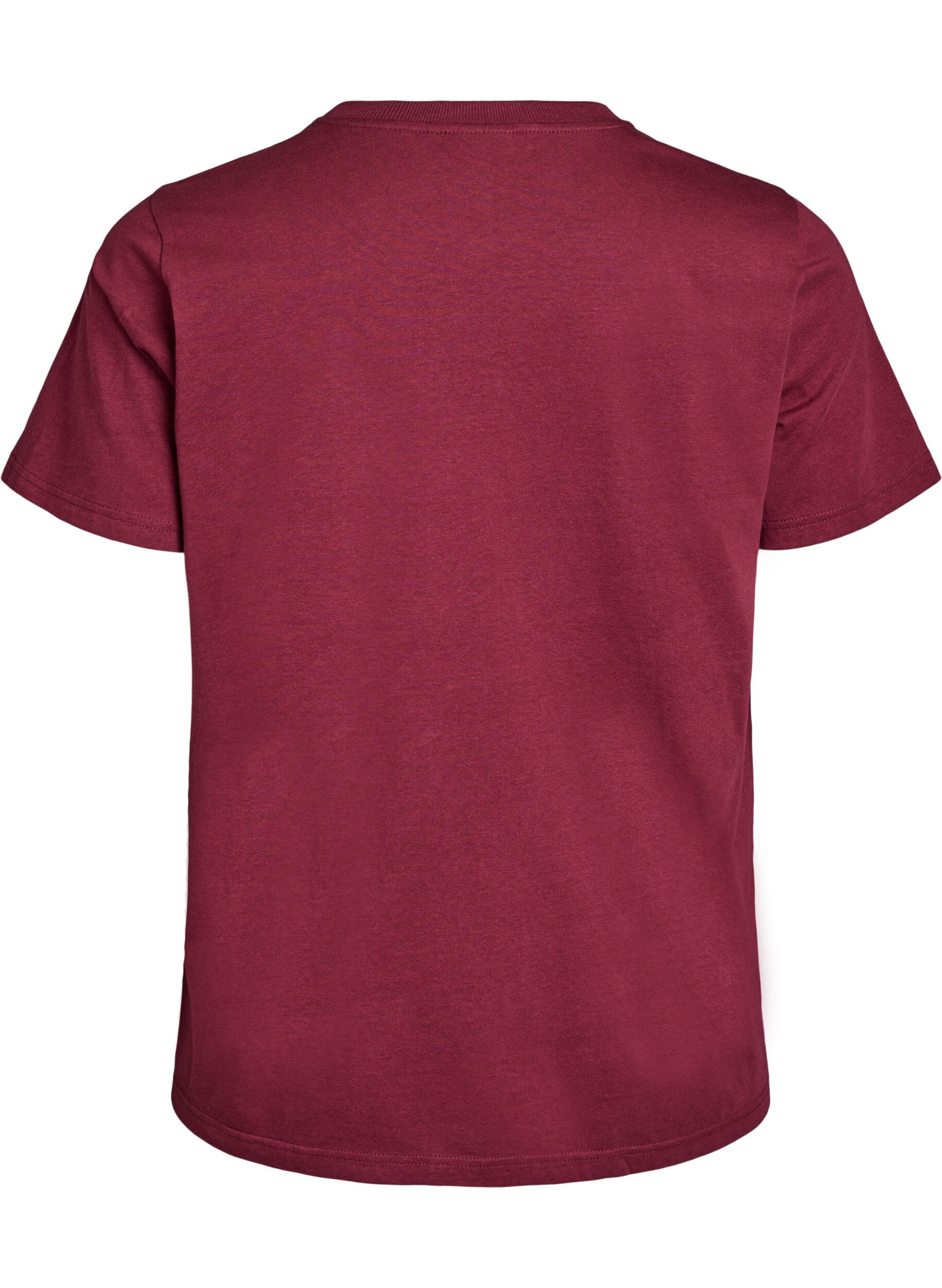 ZizziPuuvillainen perus-T-paita, jossa on py&ouml;re&auml; kaula-aukko, Tumma Bordeaux, Packshot image number 1