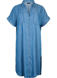 Lyocell-kuidusta (TENCEL™) valmistettu paitamekko lyhyillä hihoilla, Medium Blue Denim