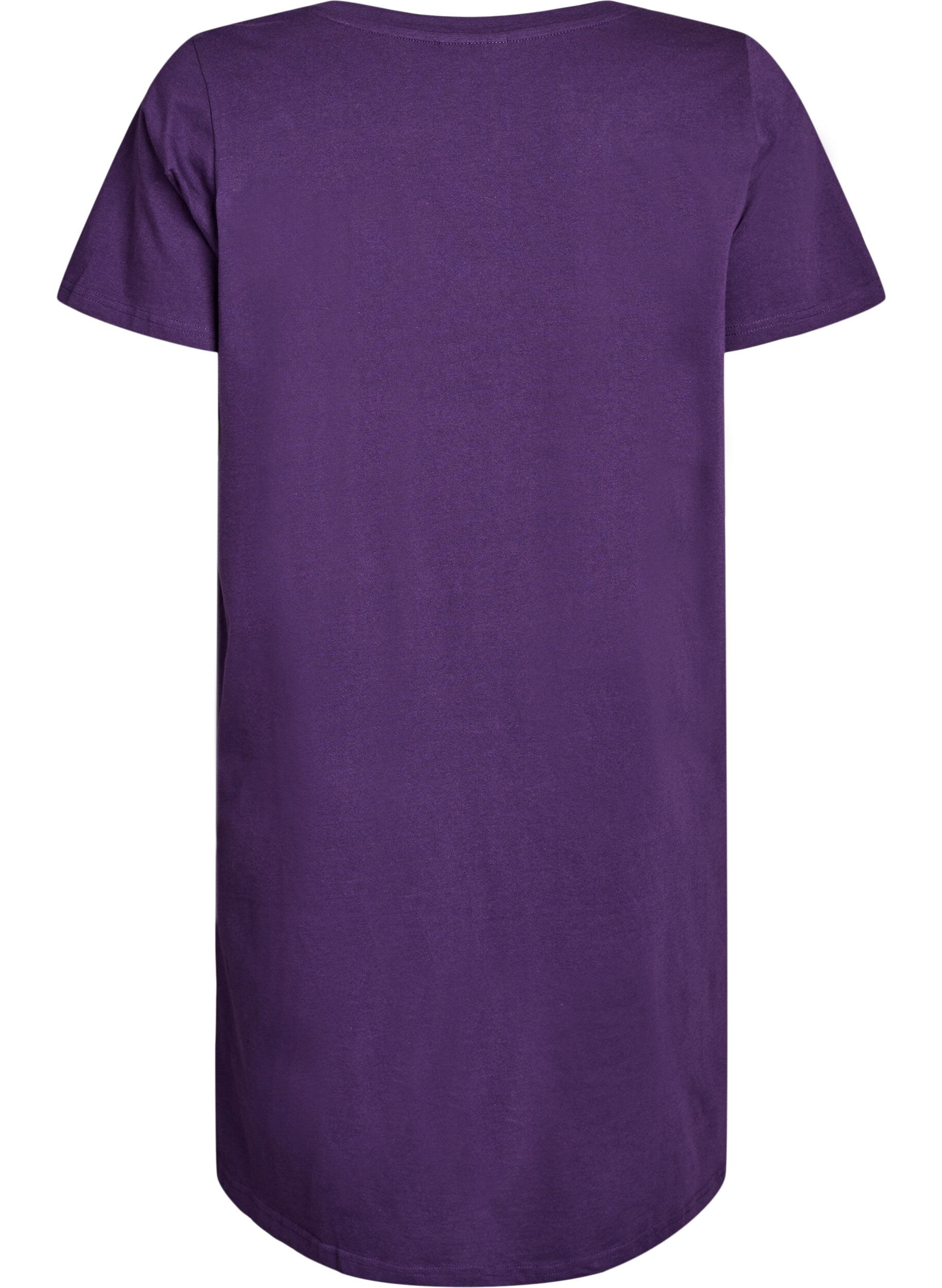 ZizziLuomupuuvillasta valmistettu v-aukkoinen y&ouml;paita, Violetti, Packshot image number 1