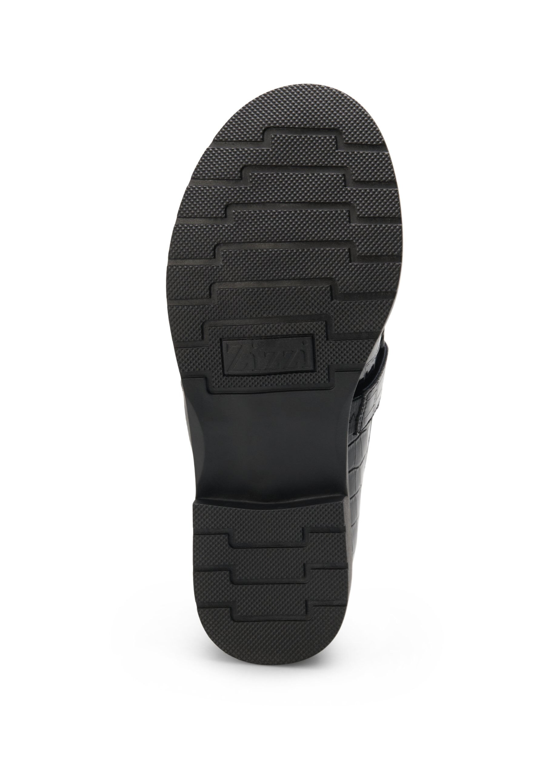 Zizzi Leve&auml;lestiset krokotiilikuvioiset loaferit nahkaa, Black, Packshot image number 5