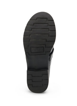 Leveälestiset krokotiilikuvioiset loaferit nahkaa, Black, Packshot image number 5