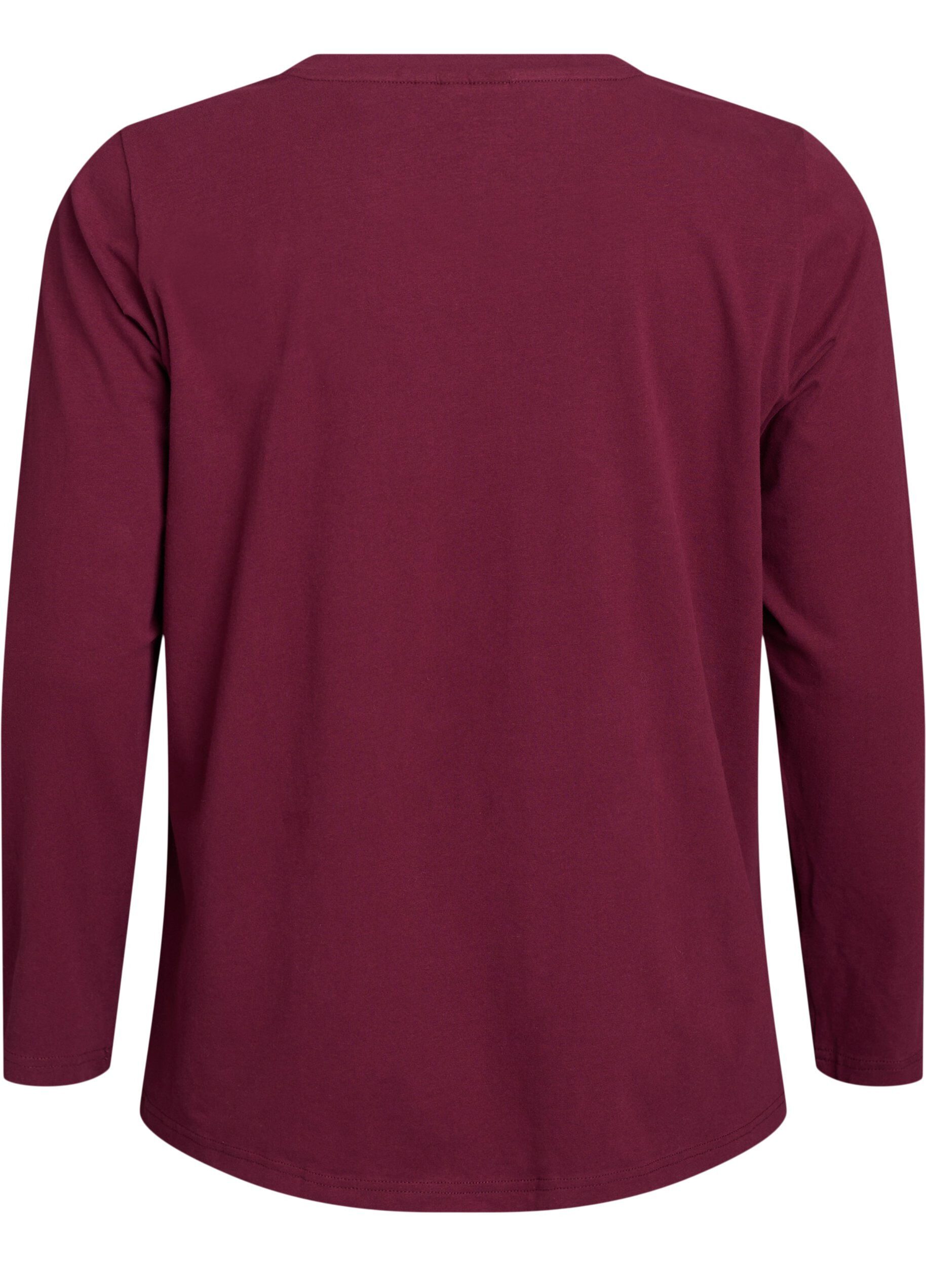 Zizzi Perus jersey -paita pitkilla hihoilla, Tumma Bordeaux, Packshot image number 1