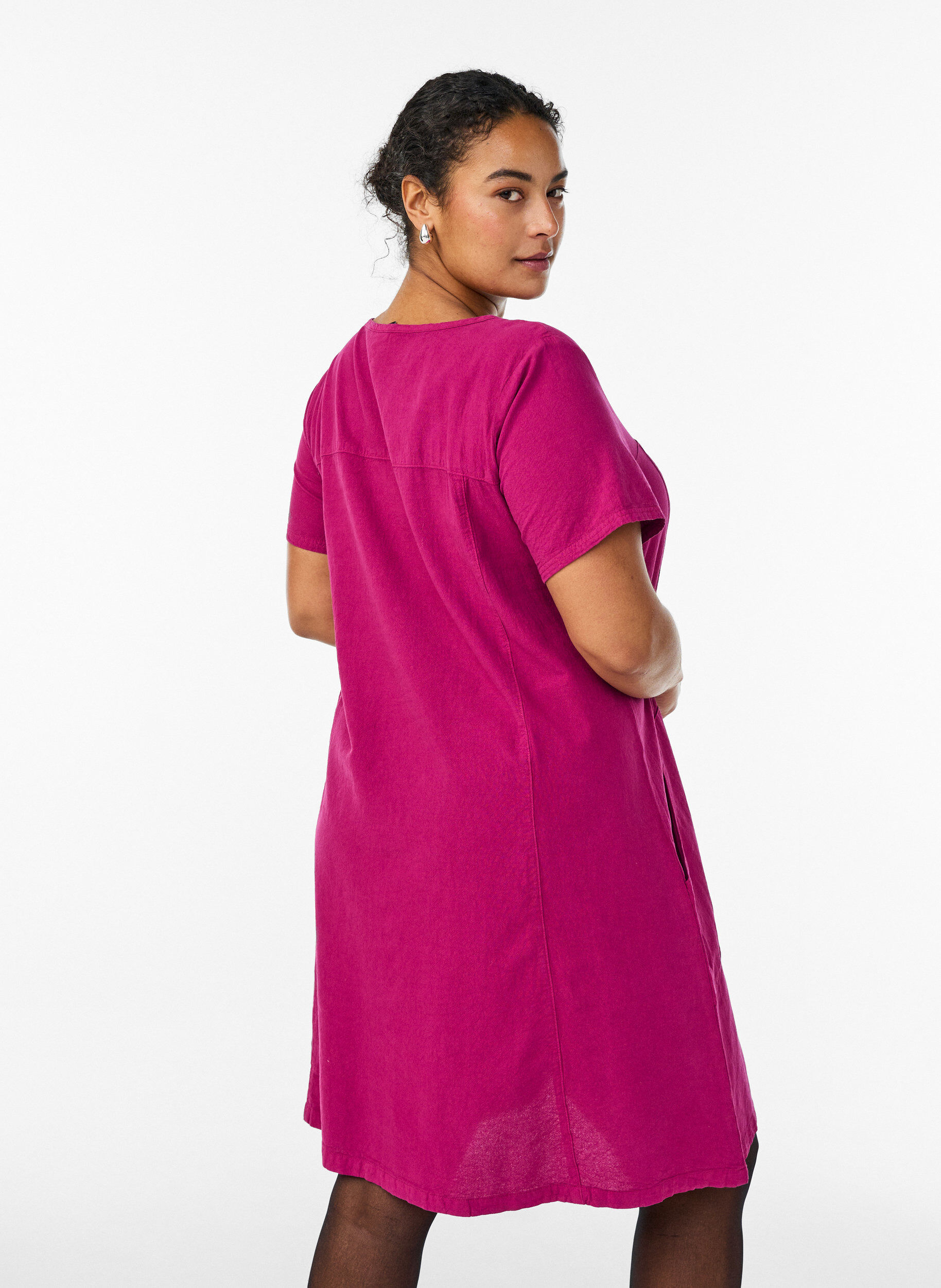 Zizzi Lyhythihainen puuvillamekko, Punainen, Model image number 2