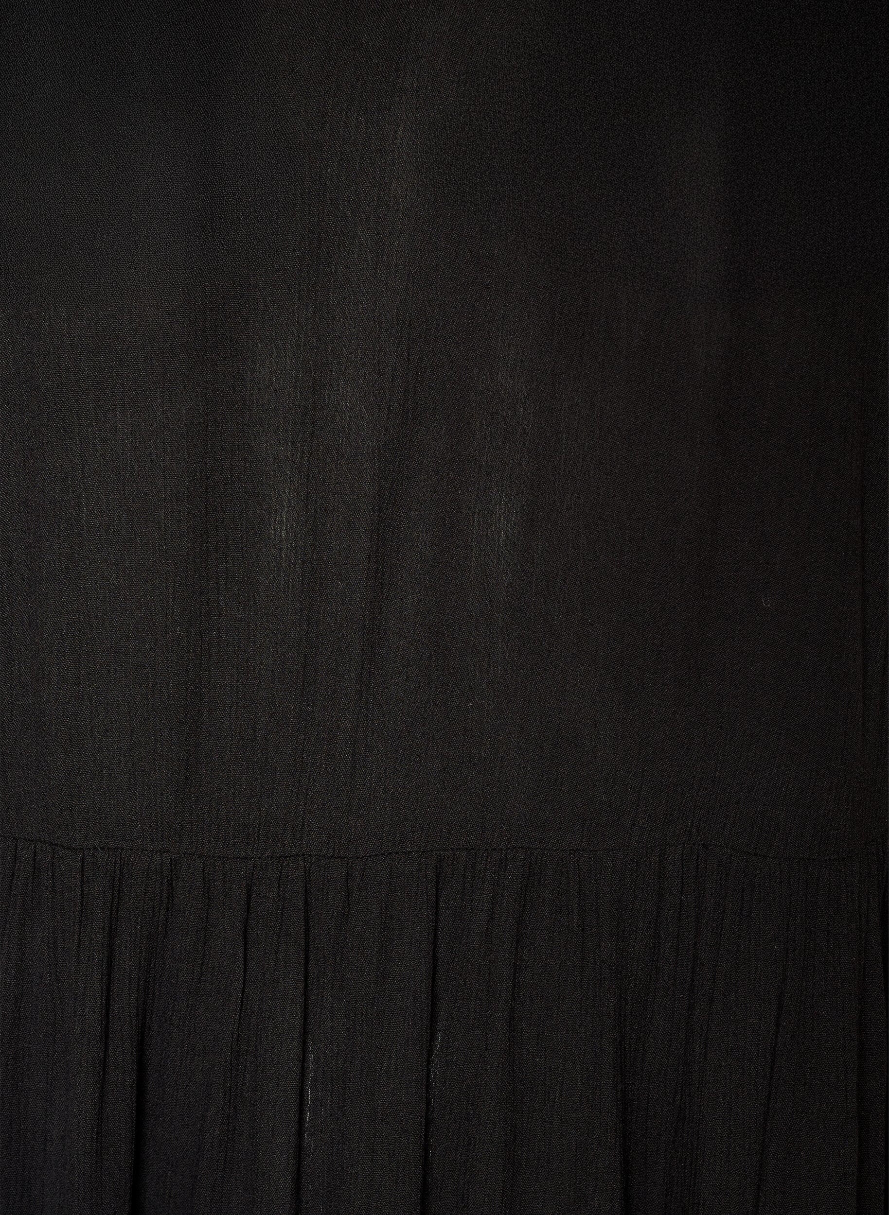 ZizziMidimekko viskoosista r&ouml;yhel&ouml;hihoilla, Musta, Packshot image number 2