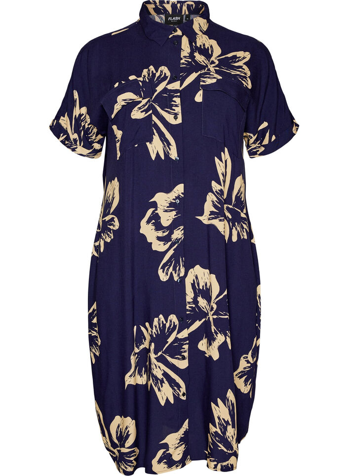 Lyhythihainen pitk&auml; paitamekko, Sininen, Packshot image number 0