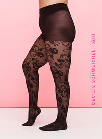 Kukkakuvioiset sukkahousut, Black, Model